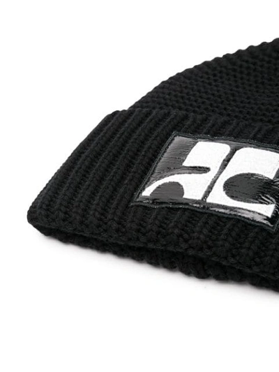 Shop Courrèges Logo Patch Ribbed Hat In Black