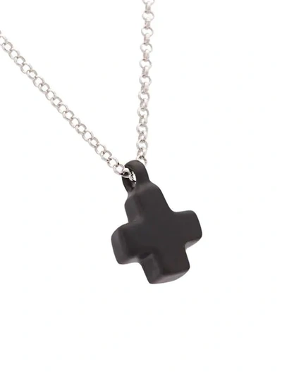Shop Hues Mini Cross Pendant Necklace In Metallic ,black