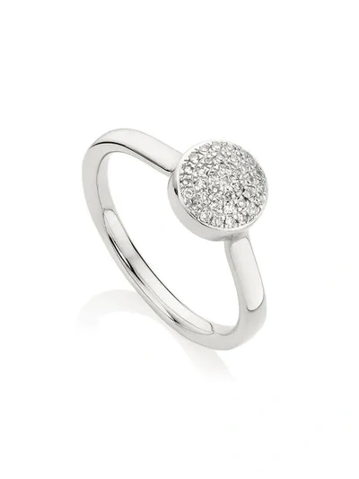 Shop Monica Vinader Fiji Button Diamond Ring In Silver