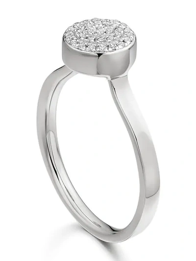 Shop Monica Vinader Fiji Button Diamond Ring In Silver