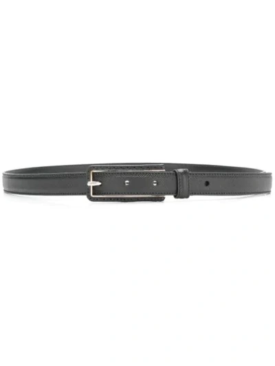 Shop Prada Slim Buckle Belt In Black