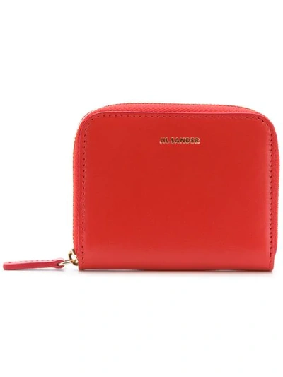 Shop Jil Sander Small Zip Around Wallet In Red