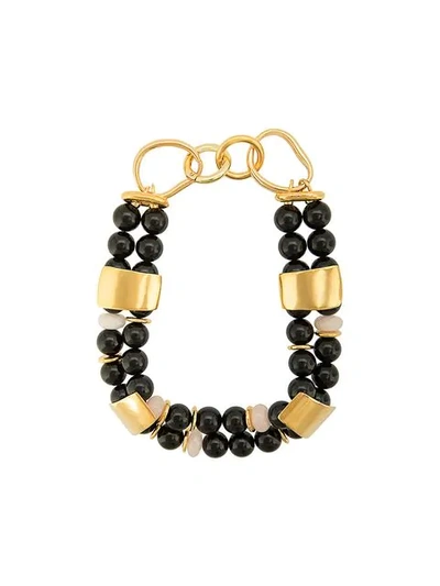 Shop Lizzie Fortunato Reflection Beaded Necklace In Black