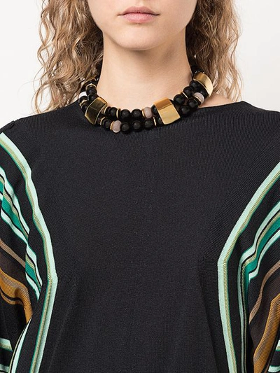 Shop Lizzie Fortunato Reflection Beaded Necklace In Black