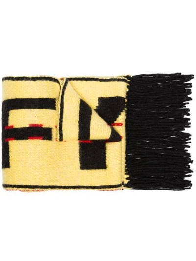 Shop Off-white Contrast Logo Scarf In Yellow