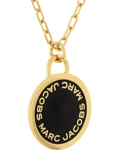 Shop Marc Jacobs Logo Disc Pendant Necklace In Metallic