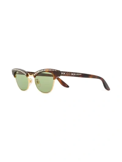 Shop Gucci Crystal-embellished Cat-eye Sunglasses In Brown