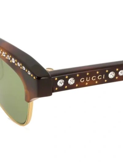 Shop Gucci Crystal-embellished Cat-eye Sunglasses In Brown