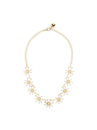 Shop Rosantica Pearl Daisy Necklace In Gold
