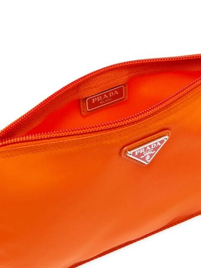 Shop Prada Vela Zipped Pouch In Orange