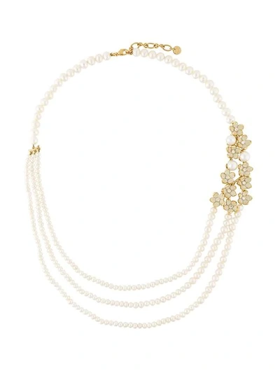 Shop Shaun Leane Cherry Blossom Pearl And Diamond Necklace In Neutrals