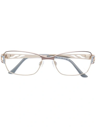 Shop Cazal Rectangle Frame Glasses - Brown