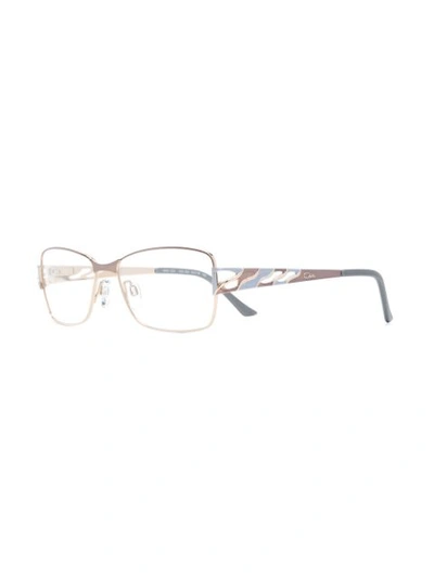 Shop Cazal Rectangle Frame Glasses - Brown