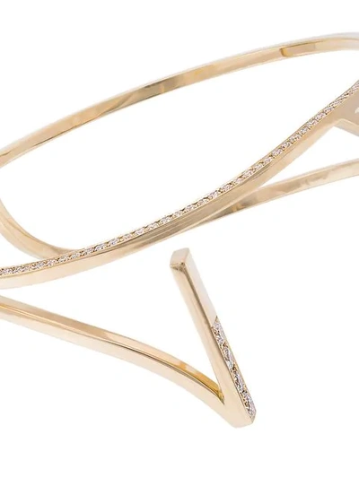 Shop Kova 18k Yellow Gold And Diamond Geometric Bangle In Metallic