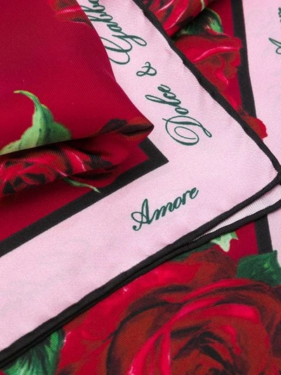 Shop Dolce & Gabbana Rose Print Scarf In Red