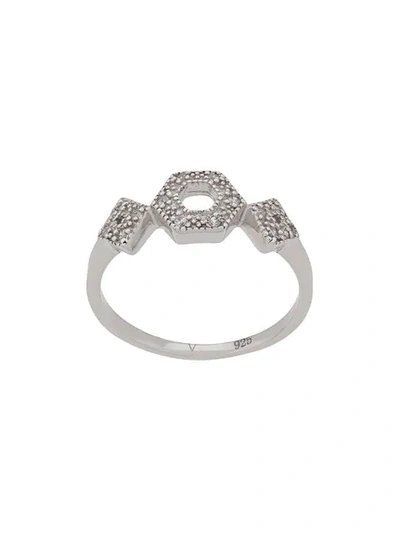Shop V Jewellery Geometric Ring In Silver