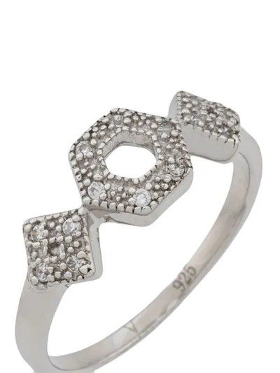 Shop V Jewellery Geometric Ring In Silver