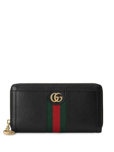 Shop Gucci Ophidia Zip Around Wallet In Black