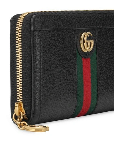 Shop Gucci Ophidia Zip Around Wallet In Black