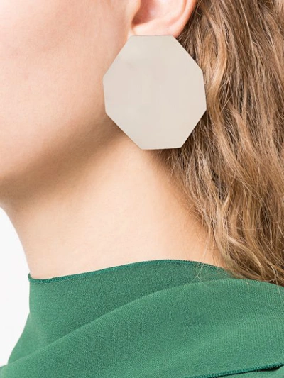 Shop Annie Costello Brown Zyed Disc Earrings In Silver