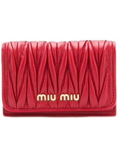 Shop Miu Miu Matelassé Card Holder In Red