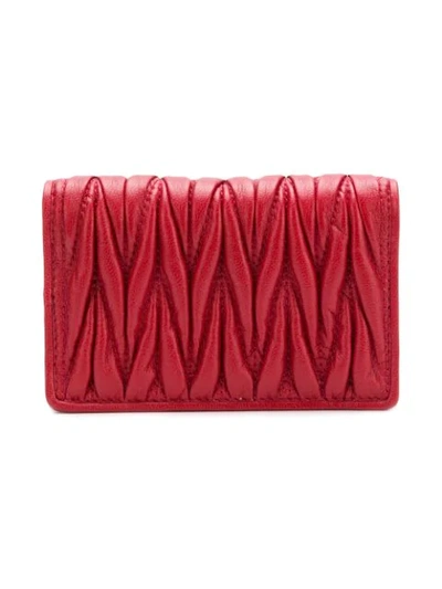 Shop Miu Miu Matelassé Card Holder In Red