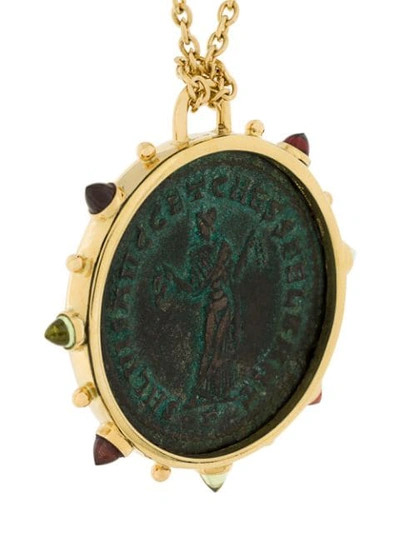 Shop Dubini Empires Coin Medallion 18kt Gold Necklace In Bronze