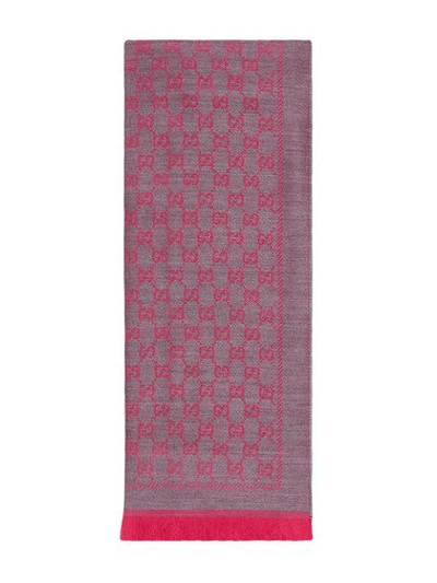 Shop Gucci Wool Gg Jacquard Scarf In Pink