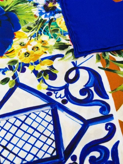 Shop Dolce & Gabbana Floral Print Scarf - Blue