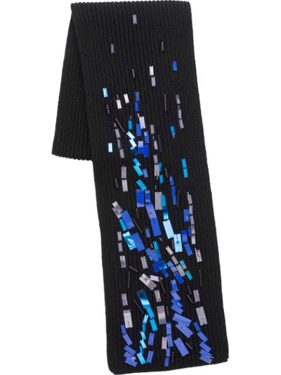 Shop Prada Skyline Embellished Scarf In Black