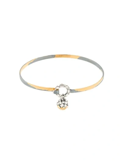 Shop Bottega Veneta Gold And Silver Antique Intrecciato Bangle In Metallic