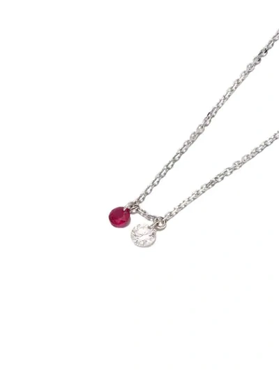 Shop Raphaele Canot 18kt White Gold Set Free Diamond And Ruby Necklace In Silver