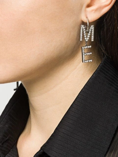 Saint Laurent Call Me Mismatched Drop Earrings In Silver