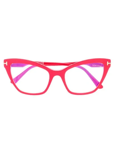 Shop Tom Ford Cat Eye Frame Glasses In Red
