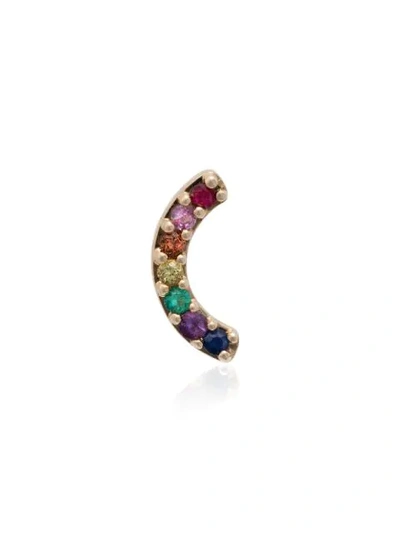 Shop Andrea Fohrman 18k Yellow Gold Rainbow Sapphire Emerald Earring In 108 - Multicoloured