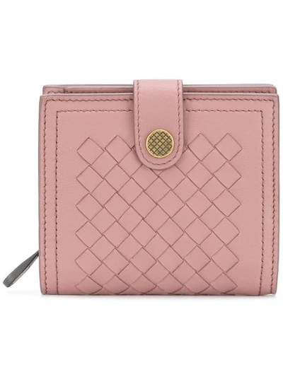 Shop Bottega Veneta French Wallet - Pink