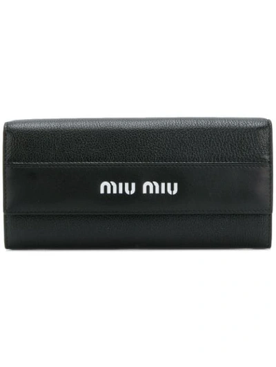 Shop Miu Miu Continental Wallet In Black
