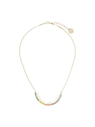 Shop Anton Heunis Gold Metallic, Green And Yellow Netflix And Chill Swarovski Crystal Necklace