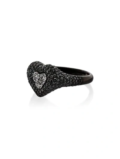 Shop Shay 18k Black Gold Diamond Heart Ring In Metallic