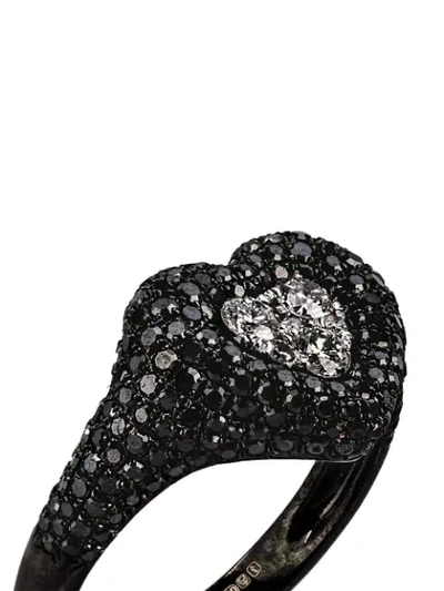 Shop Shay 18k Black Gold Diamond Heart Ring In Metallic