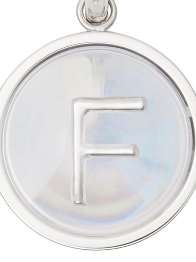 Shop Burberry Marbled Resin ‘f' Alphabet Charm In Silver