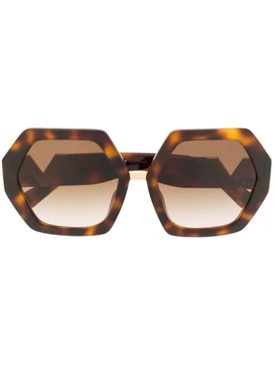 Shop Valentino Oversized Frame Sunglasses In Brown
