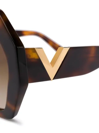 Shop Valentino Oversized Frame Sunglasses In Brown