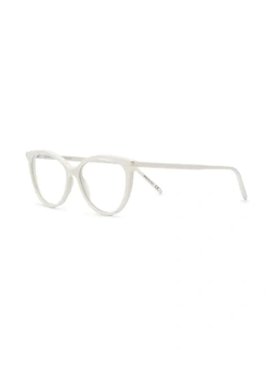 Shop Saint Laurent Cat Eye Frame Glasses In White