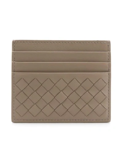 Shop Bottega Veneta Woven Card Holder In Grey