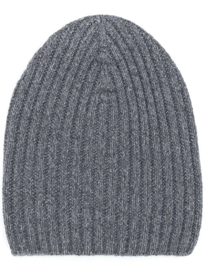Shop Barrie Ribbed-knit Cashmere Beanie In Grey