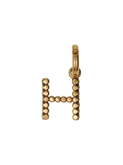 Shop Burberry Crystal ‘h' Alphabet Charm In Gold