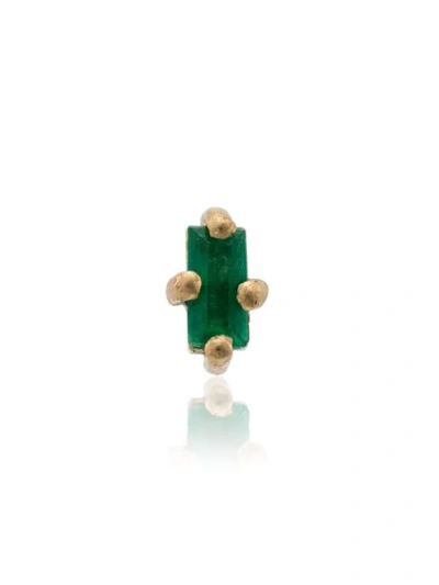 Shop Lizzie Mandler Fine Jewelry 18k Yellow Gold Emerald Mini Stud Earring In Metallic
