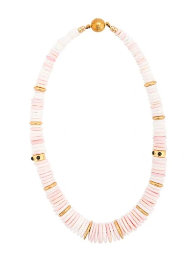 Shop Lizzie Fortunato Circle Beaded Necklace In Pink