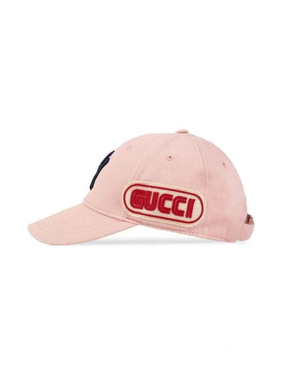 Shop Gucci Baseball Cap With Ny Yankees™ Patch In Pink